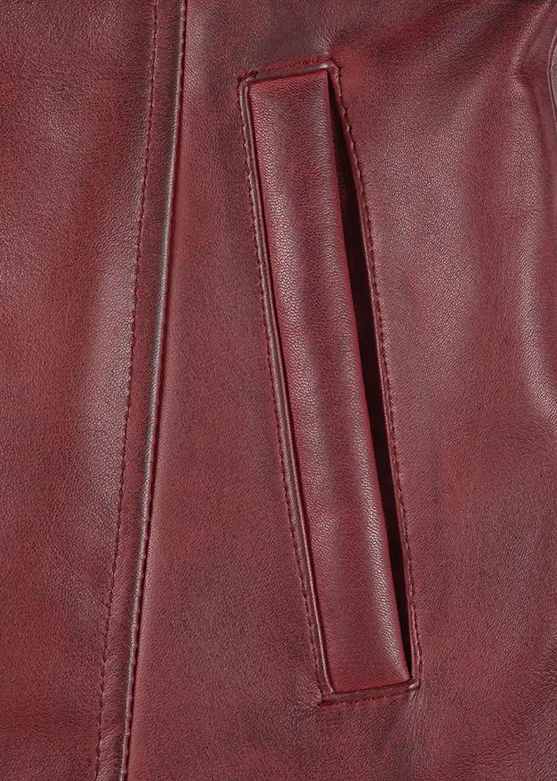 Women's Burgundy Leather Long Coat - Image 6
