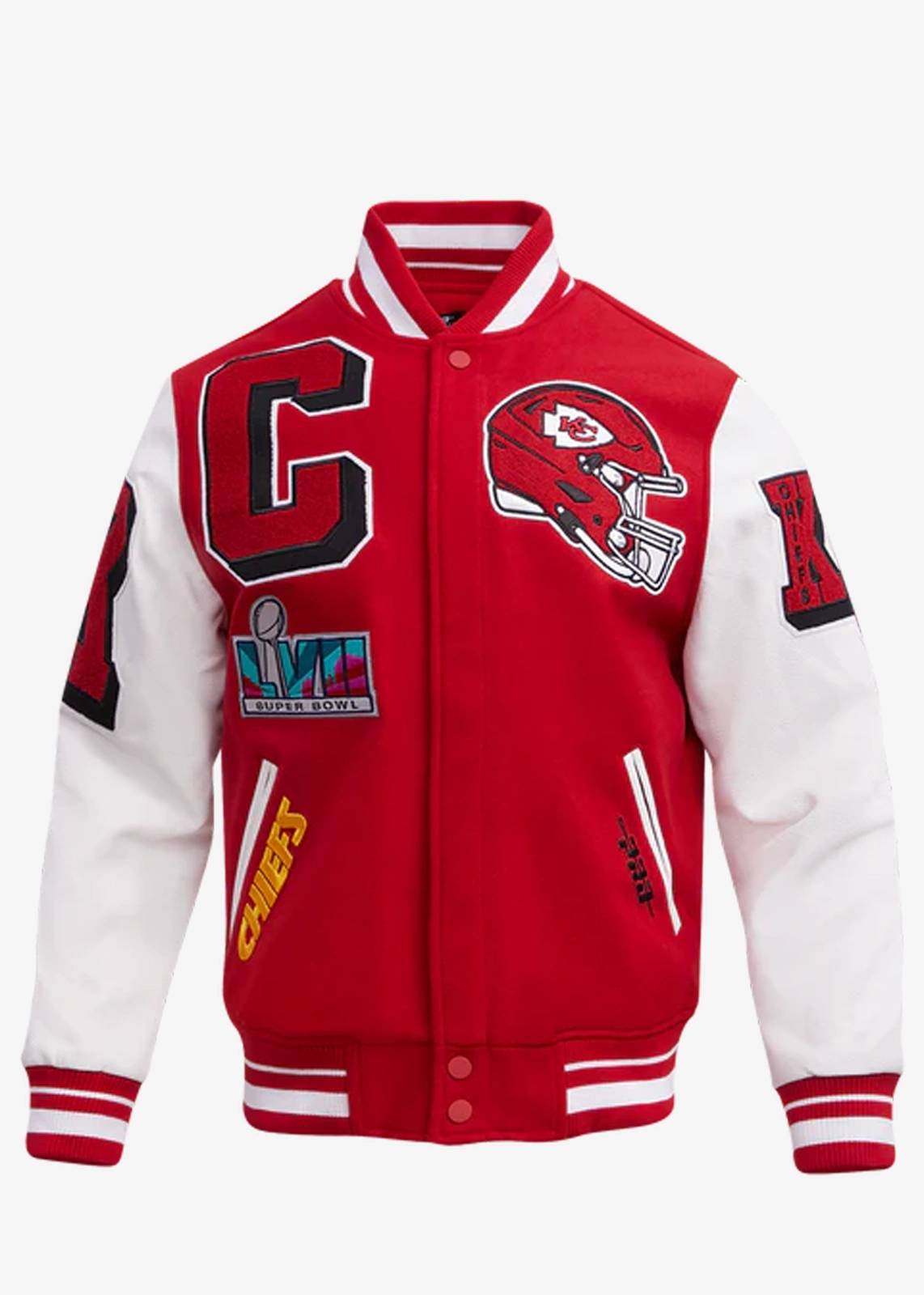 Men’s NFL Kansas City Chiefs Mashup Rib Wool Varsity Jacket