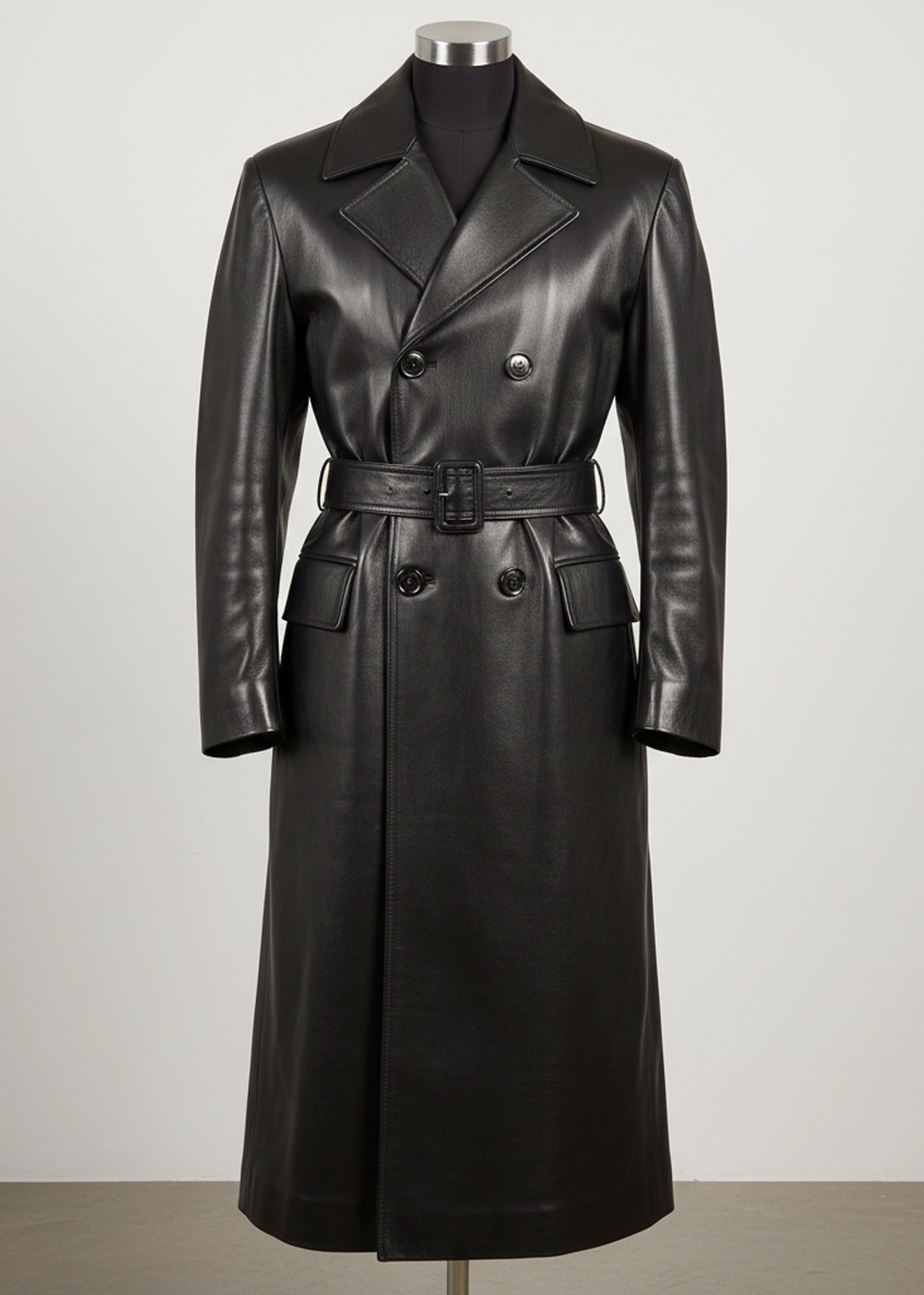 Black Leather Trench Coat