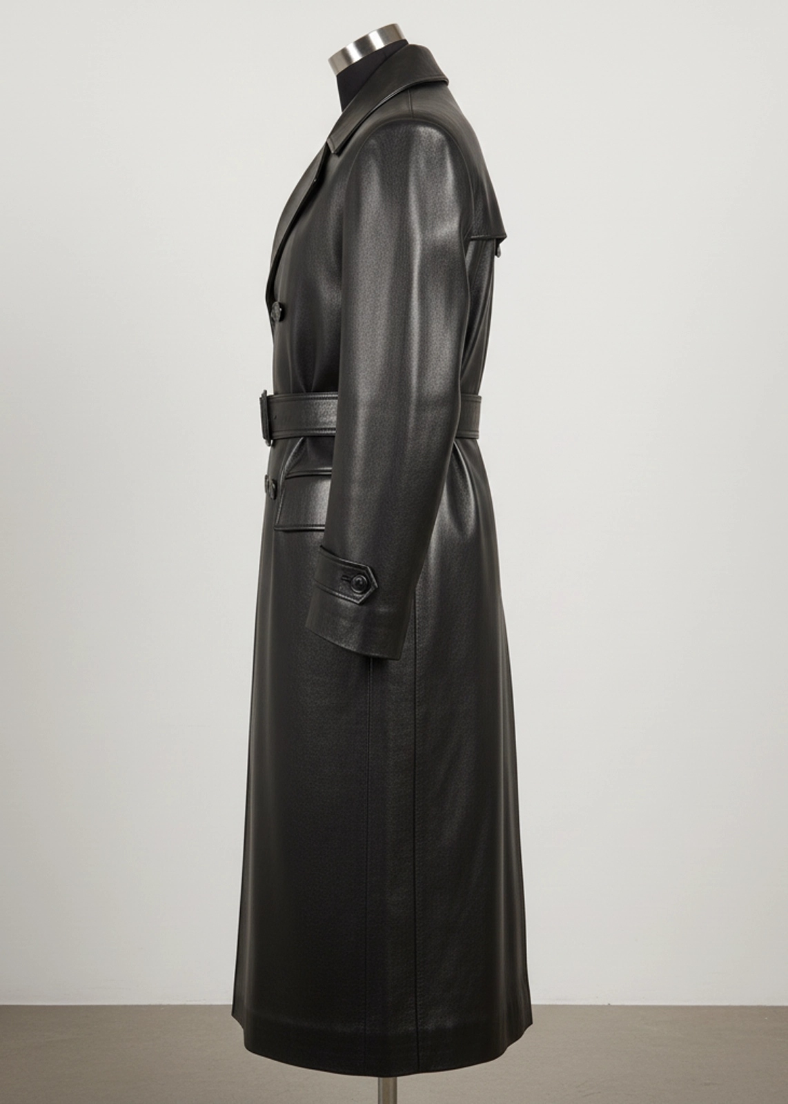 Black Leather Trench Coat