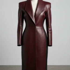 Deep Maroon Luxe Leather Trench