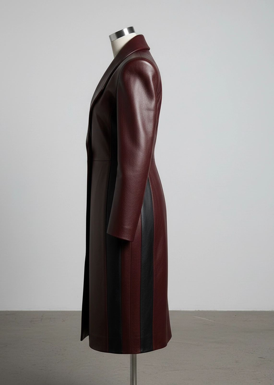 Deep Maroon Luxe Leather Trench