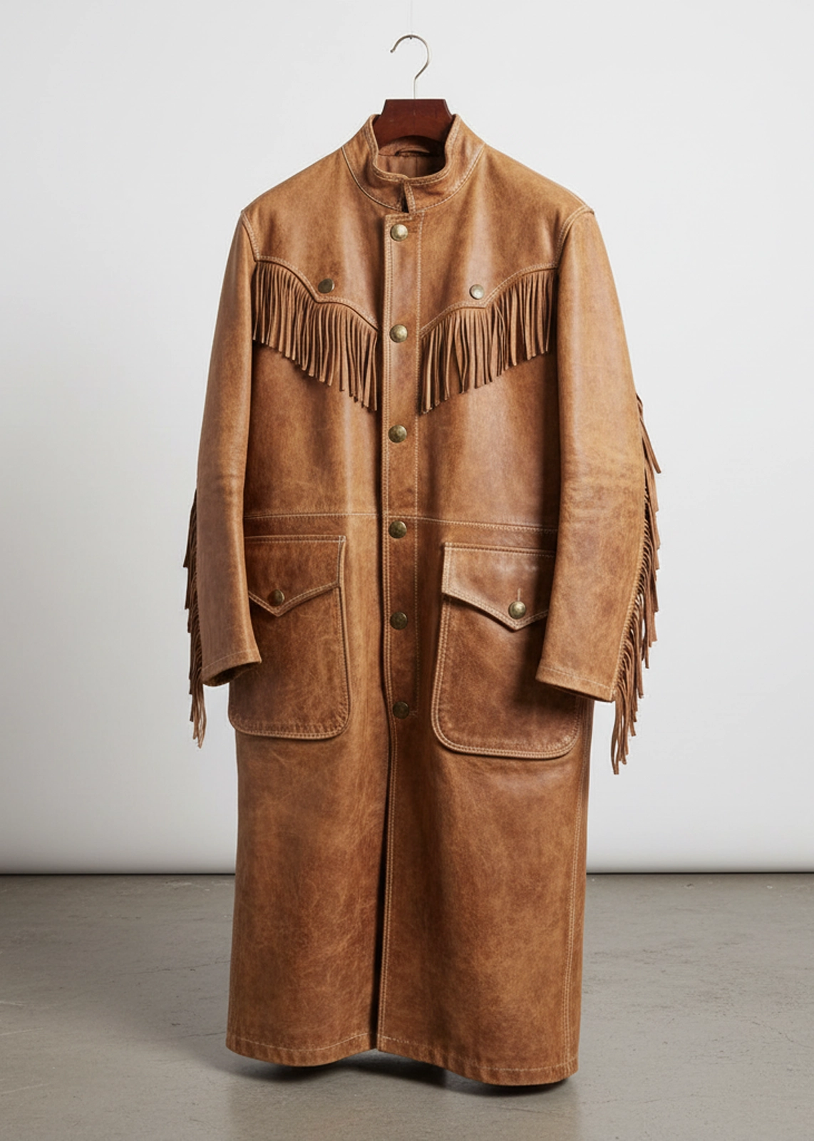 Distressed Tan Western Duster Coat