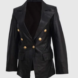 Kim Kardashian Inspired Black Leather Coat