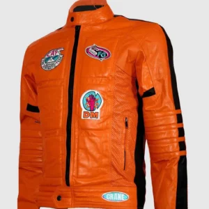 Men's Orange Leather Motorcycle Jacket