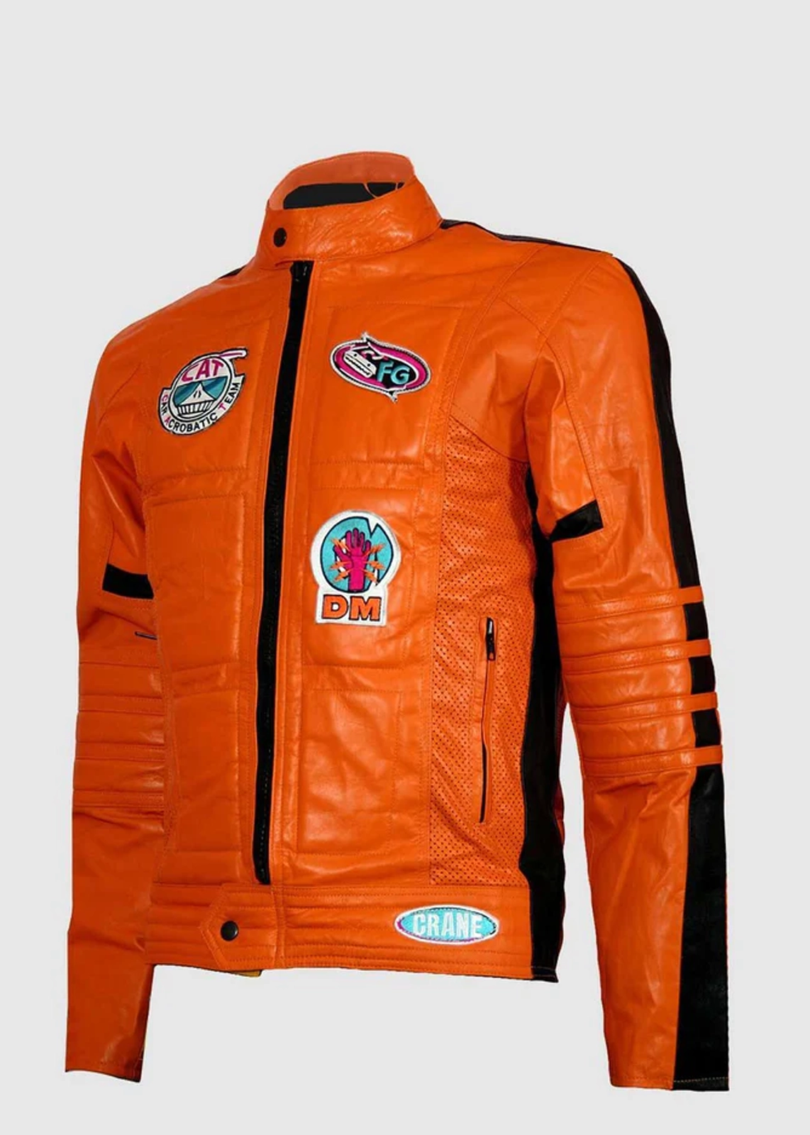 Men’s Orange Leather Motorcycle Jacket