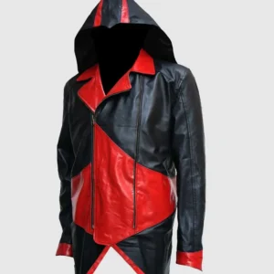 Assassin's Creed 3 Black & Red Hooded Leather Jacket