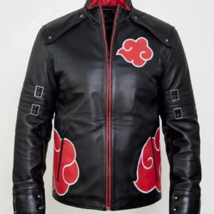 Naruto Akatsuki Black Cloak Leather Jacket