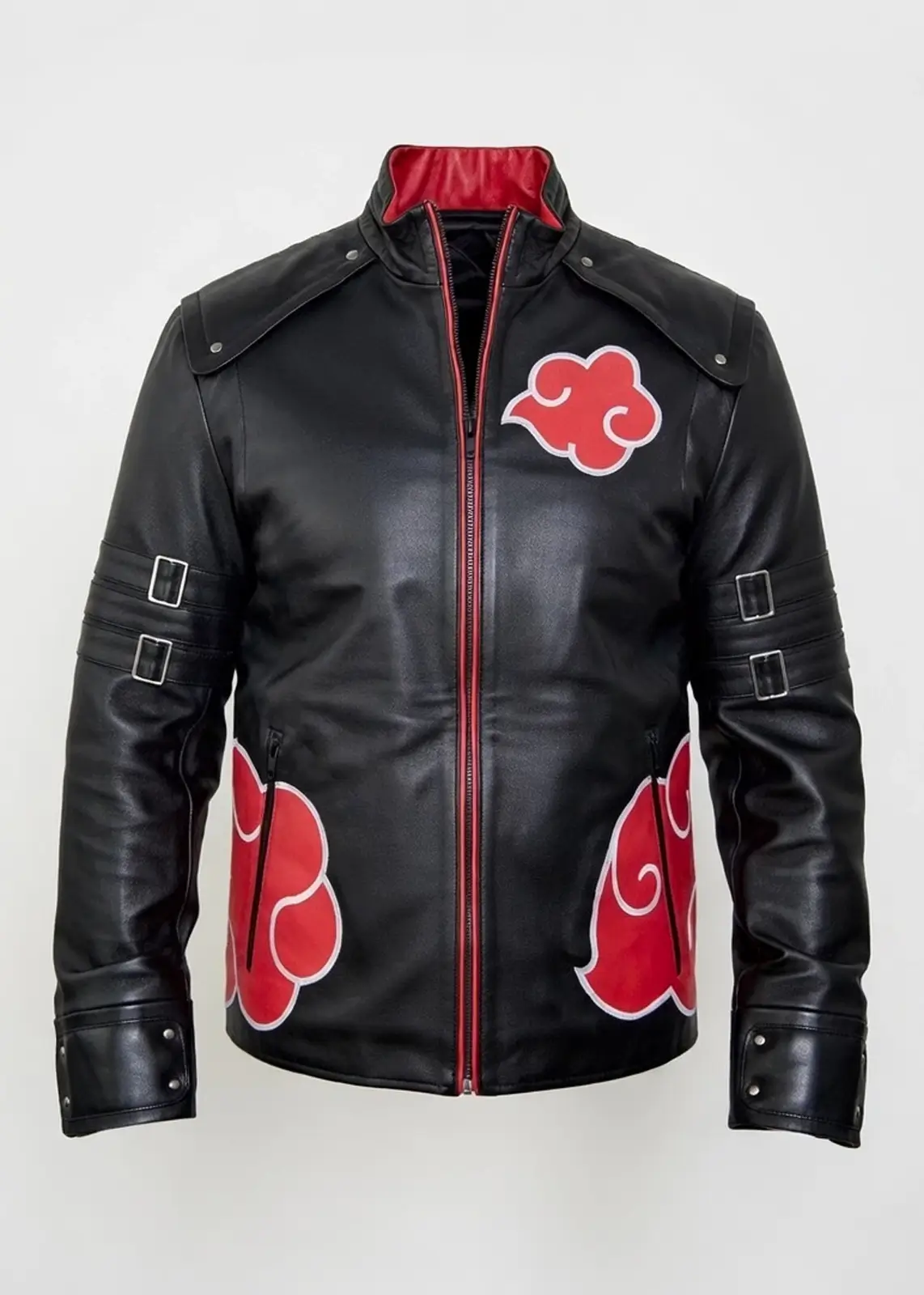 Naruto Akatsuki Black Cloak Leather Jacket