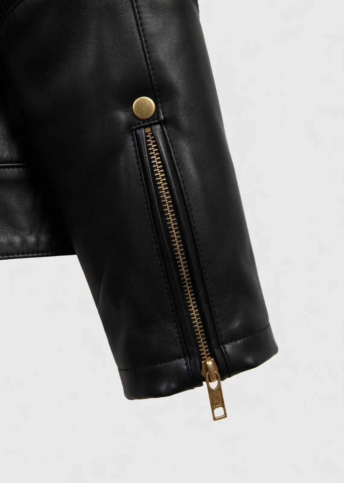 Men’s Gold Zipper Leather Jacket - Image 5