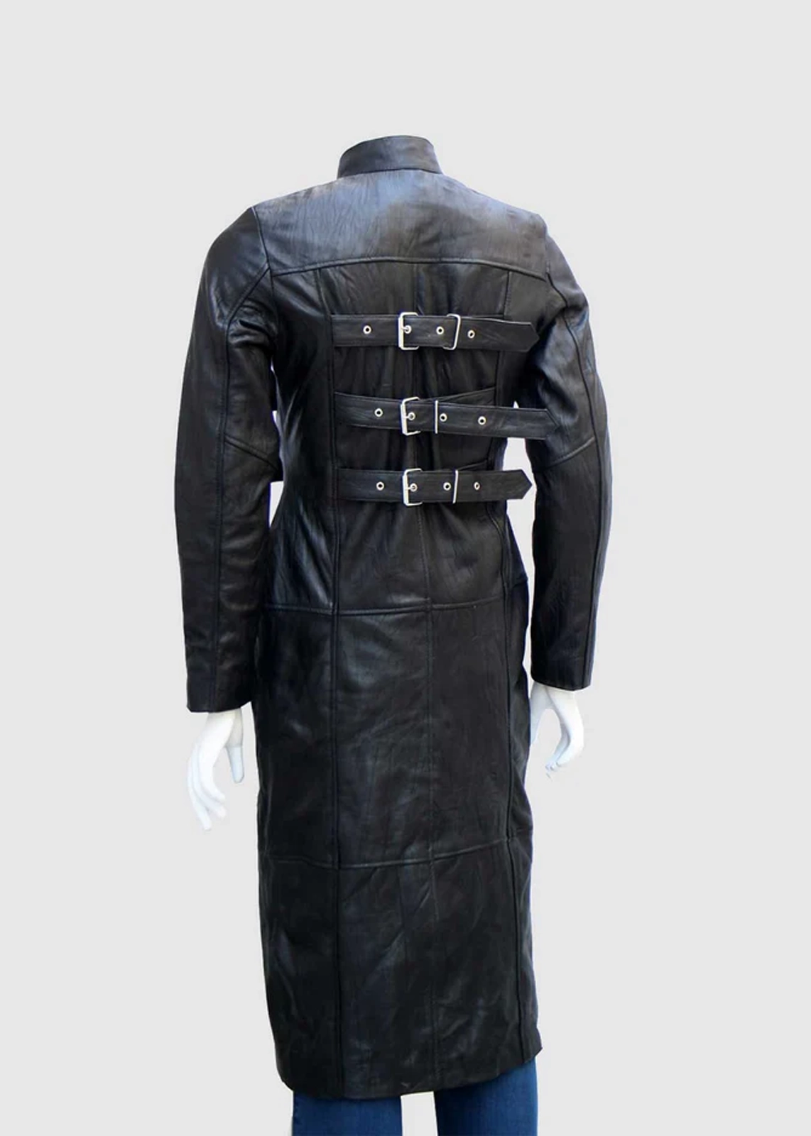 Black Gothic Leather Trench Coat