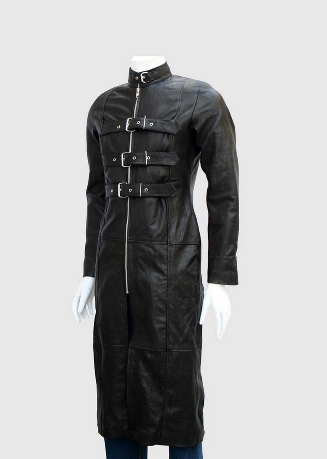 Black Gothic Leather Trench Coat
