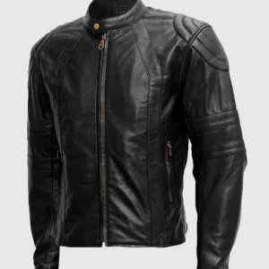 Black Leather Moto Jacket For Men