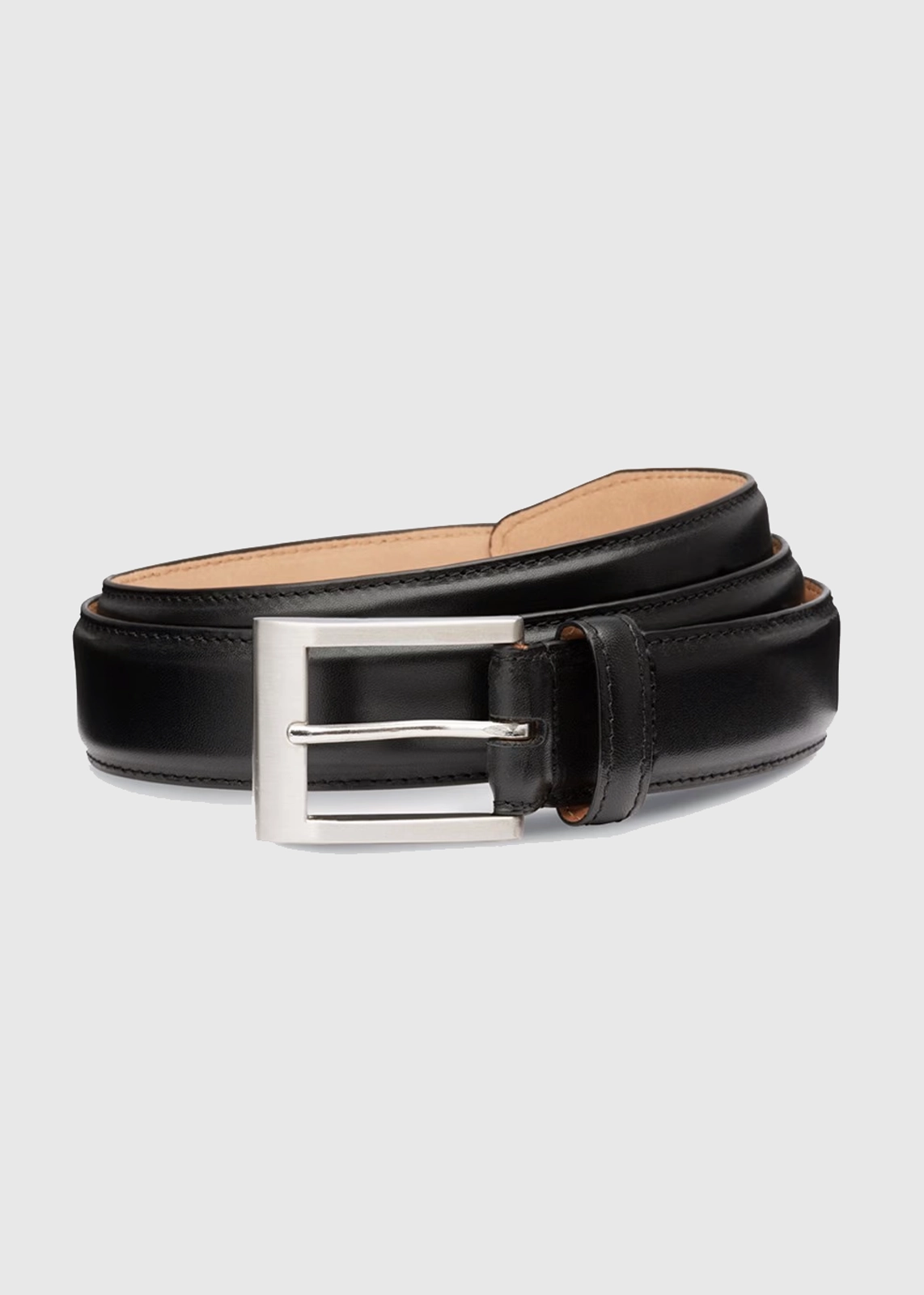 Glossy Leather Belt with Dark Edge Accents