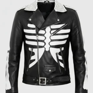 Black Skeleton Leather Jacket For Men & Women