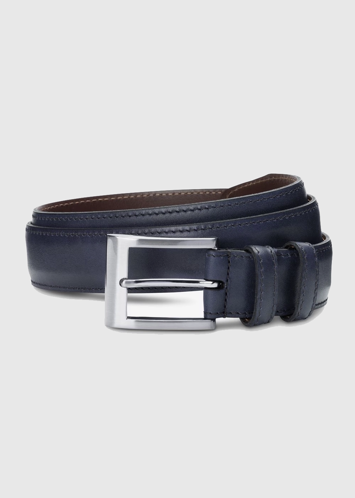 Full-Grain Leather Belt with Matching Stitching