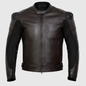 Mens Brown Leather Motorcycle Jacket With Armor