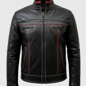 Brown Leather Racer Jacket
