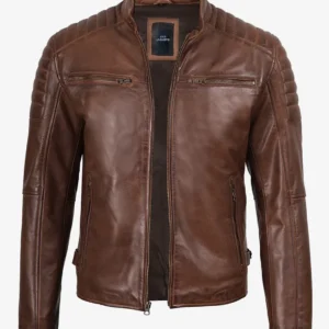 Cognac Brown Café Racer Biker Jacket