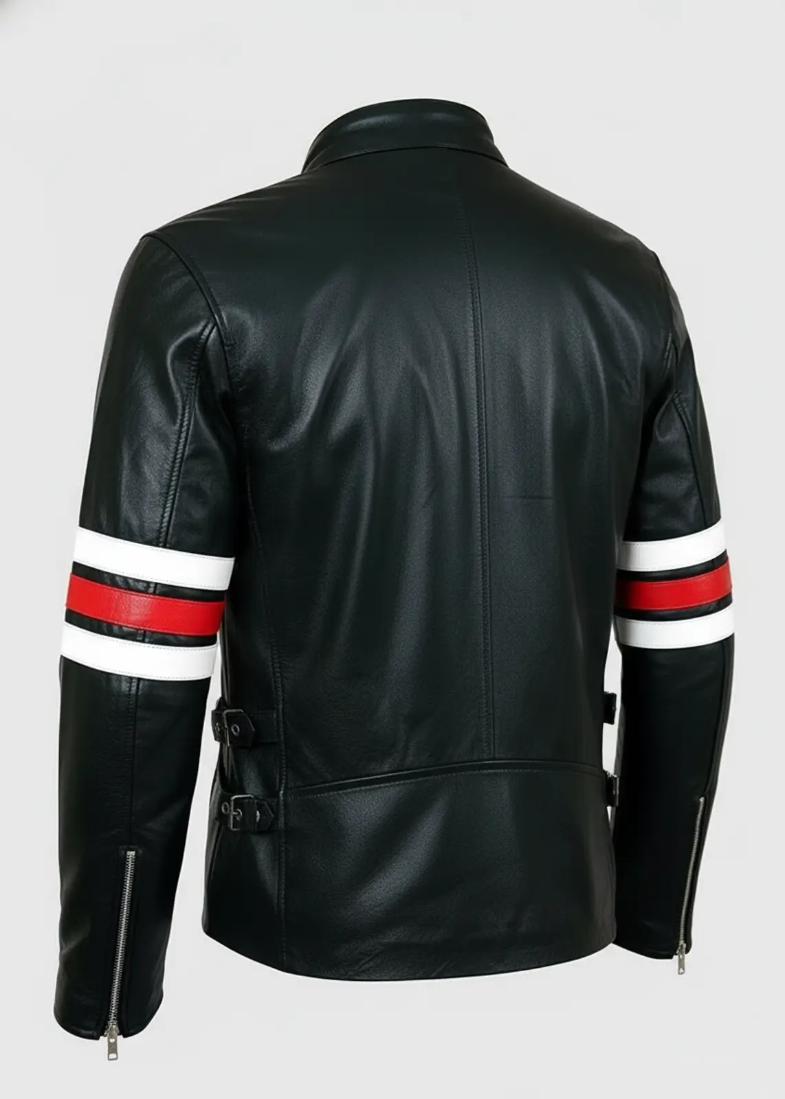 Men's Classic Black Leather Racing Jacket - Image 3