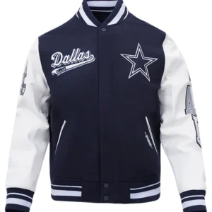 NFL Dallas Cowboys Script Tail Rib Wool Varsity Jacket
