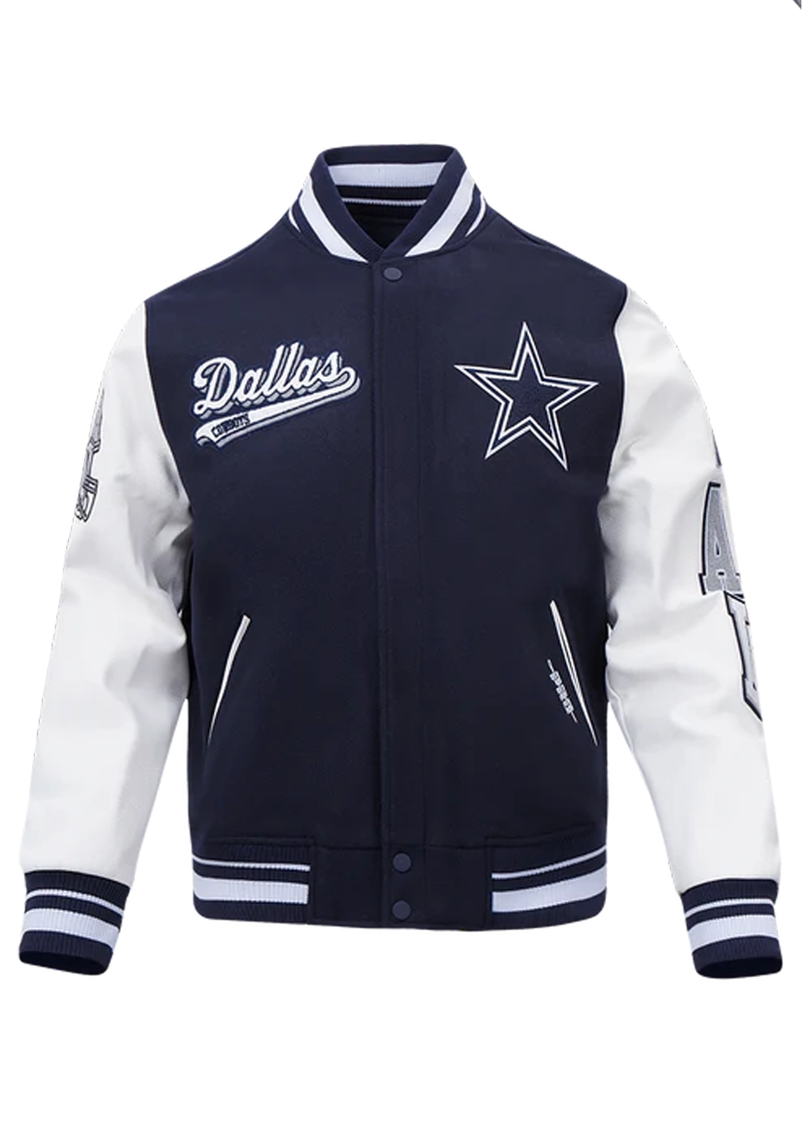 NFL Dallas Cowboys Script Tail Rib Wool Varsity Jacket