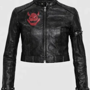 Cropped King Castle Bowser Black Leather Jacket