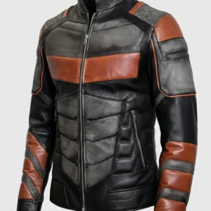 Deathstroke Black and Orange Armored Leather Jacket