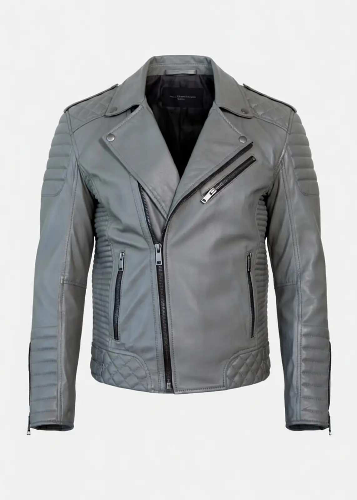 Men’s Gray Motorcycle Leather Jacket
