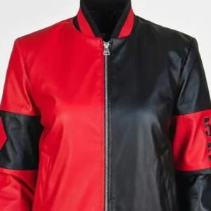 Harley Quinn Black And Red Leather Jacket For Women