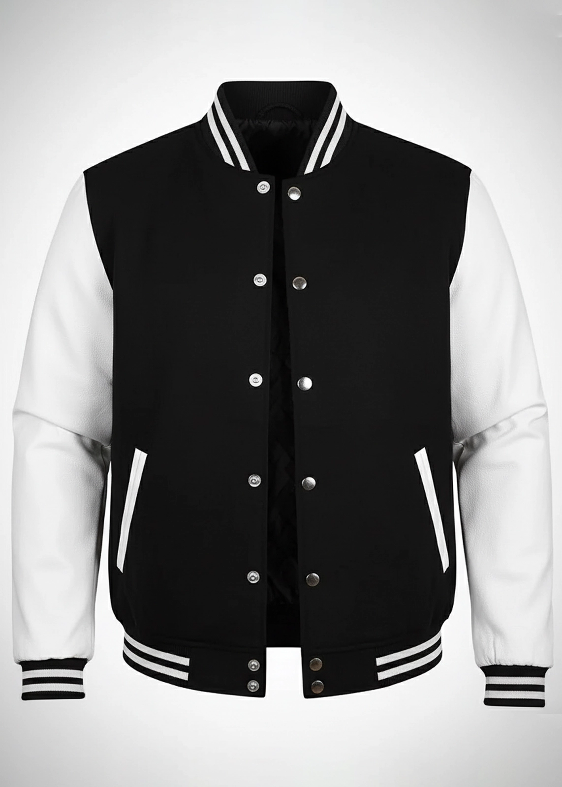Men’s Black and White Varsity Jacket
