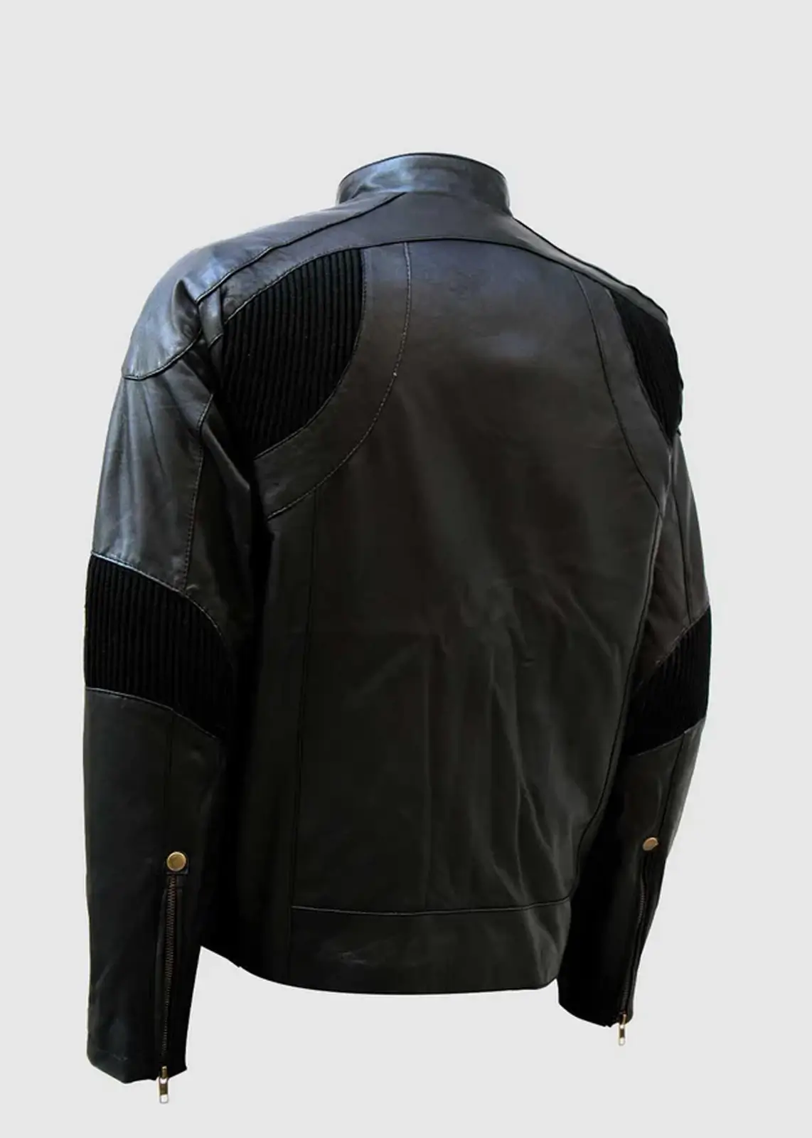 Men’s Gold Zipper Leather Jacket - Image 3