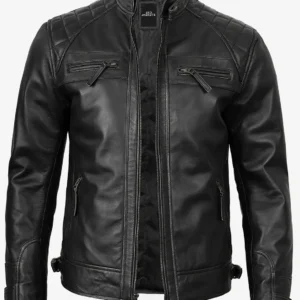 Men’s Black Quilted Leather Jacket