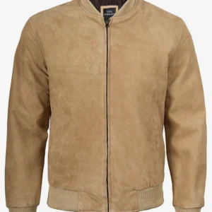 Men's Camel Brown Real Suede Bomber Jacket