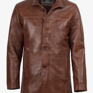 Men’s Brown Leather Cognac Coat