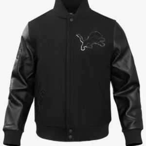 NFL Detroit Lions Triple Black Wool Varsity Jacket
