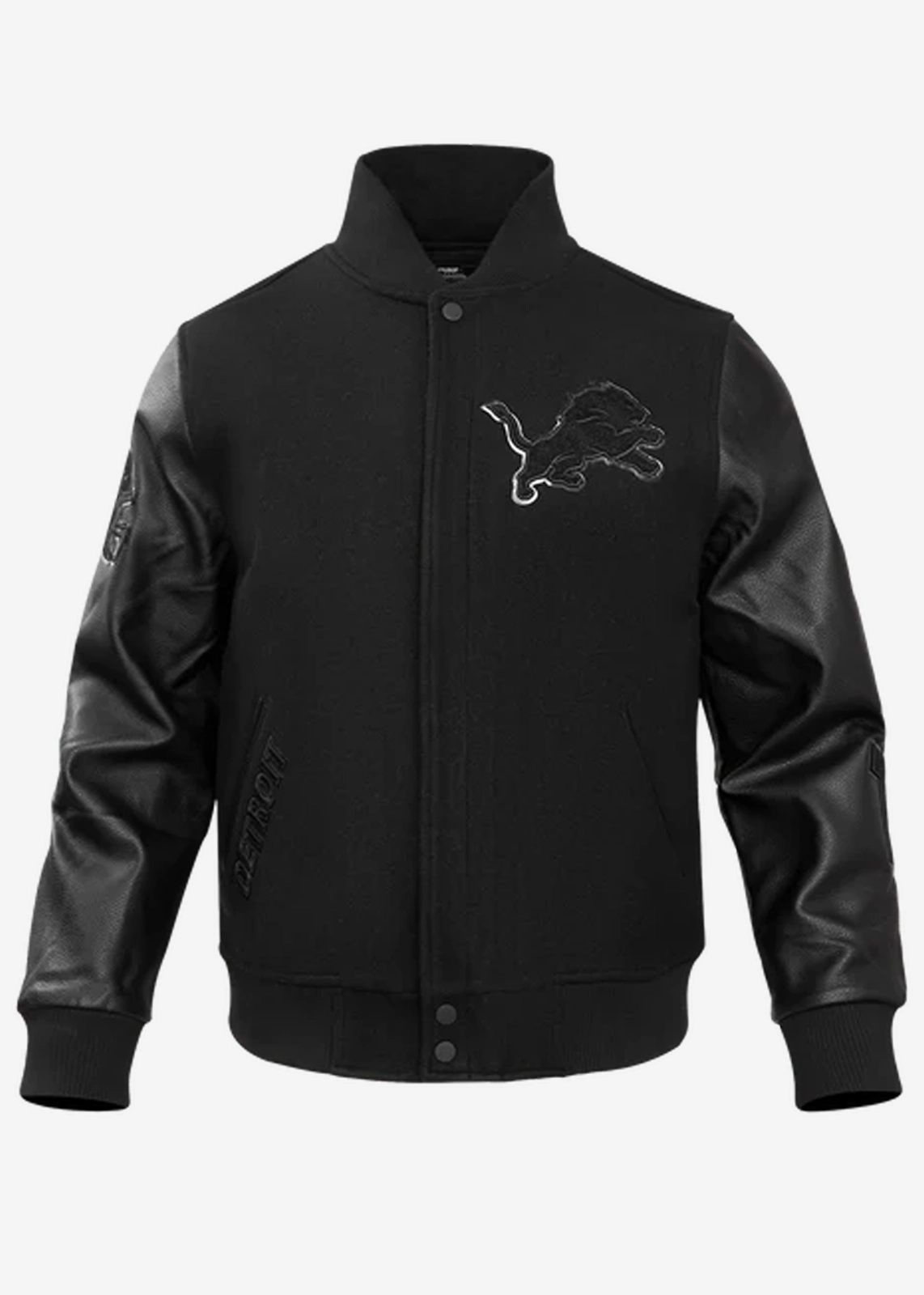 NFL Detroit Lions Triple Black Wool Varsity Jacket