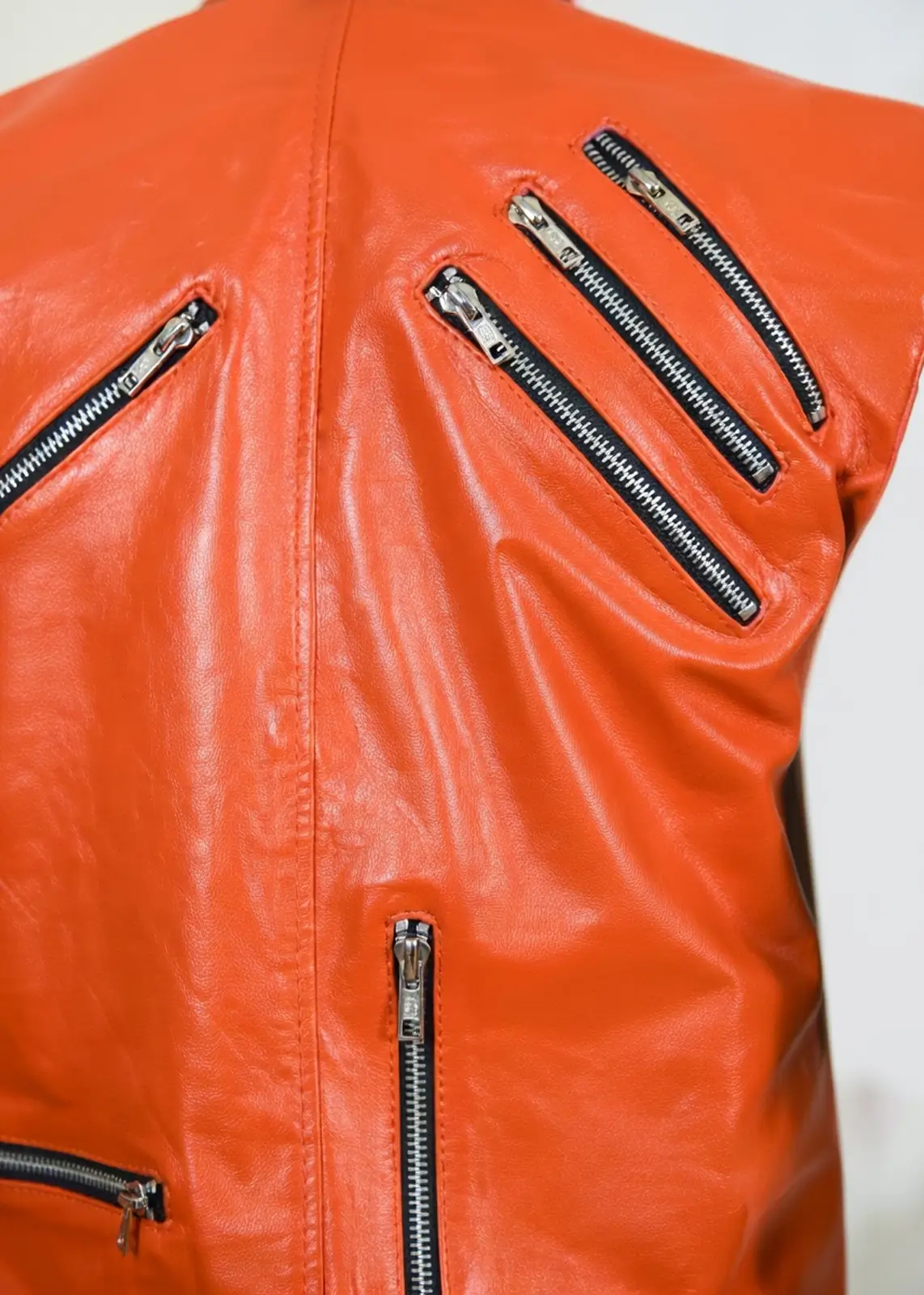 Men’s Orange Leather Vest - Image 3