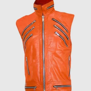 Men’s Orange Leather Vest