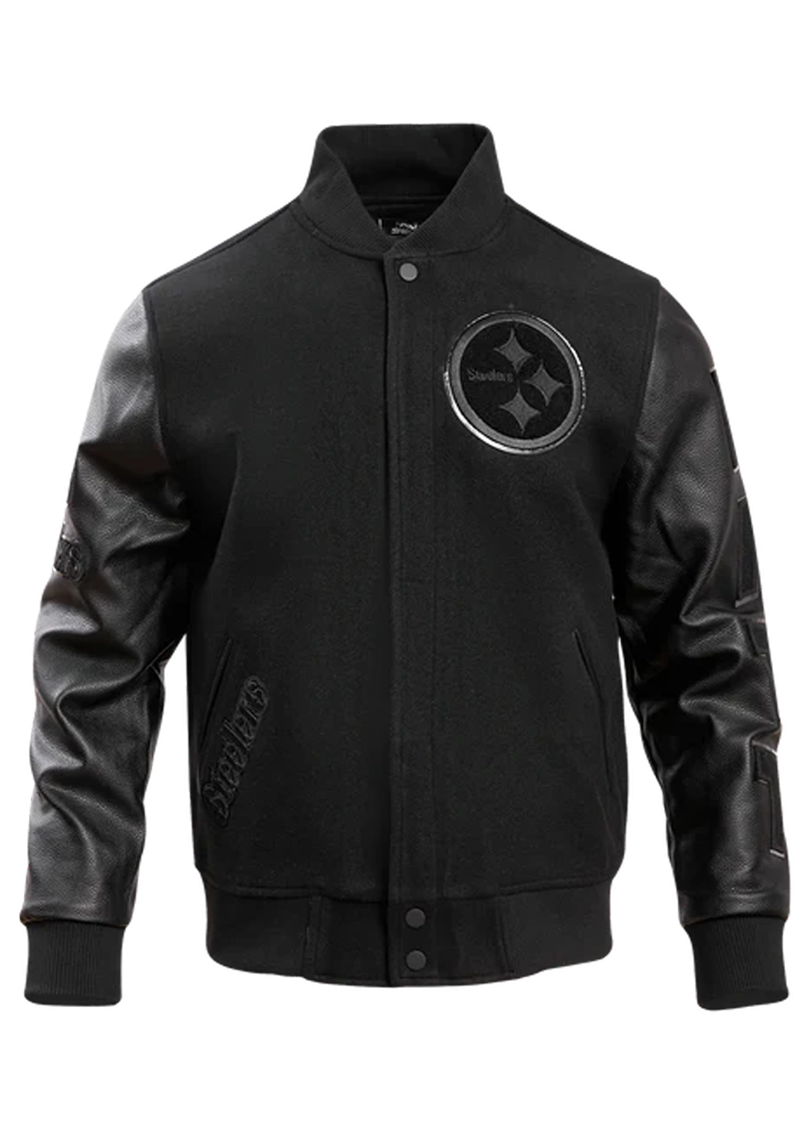 NFL Pittsburgh Steelers Triple Black Wool Varsity Jacket