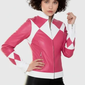 Pink Mighty Morphin Power Ranger Leather Jacket