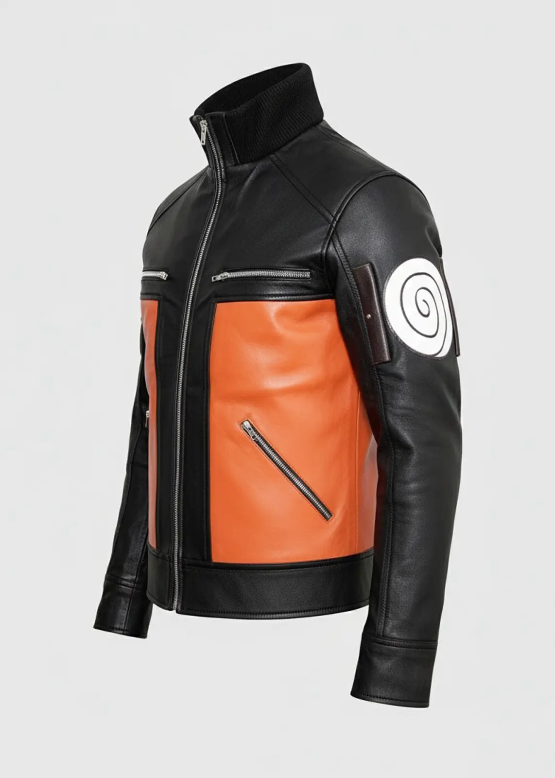 Black and Orange Naruto Shippuden Leather Jacket - Image 3