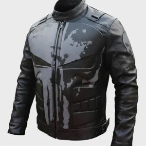 Punisher Leather Jacket With Skull Design