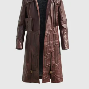 Star Lord Long Red Leather Trench Coat