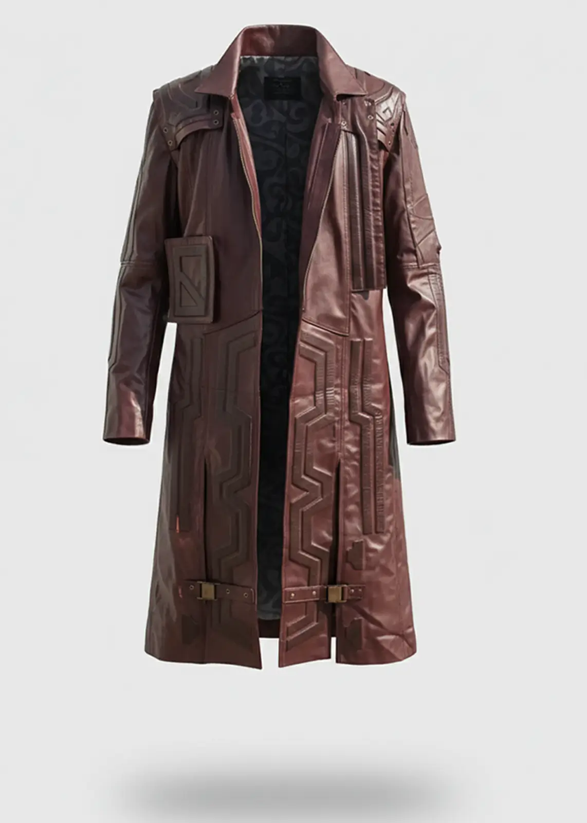 Star Lord Long Red Leather Trench Coat
