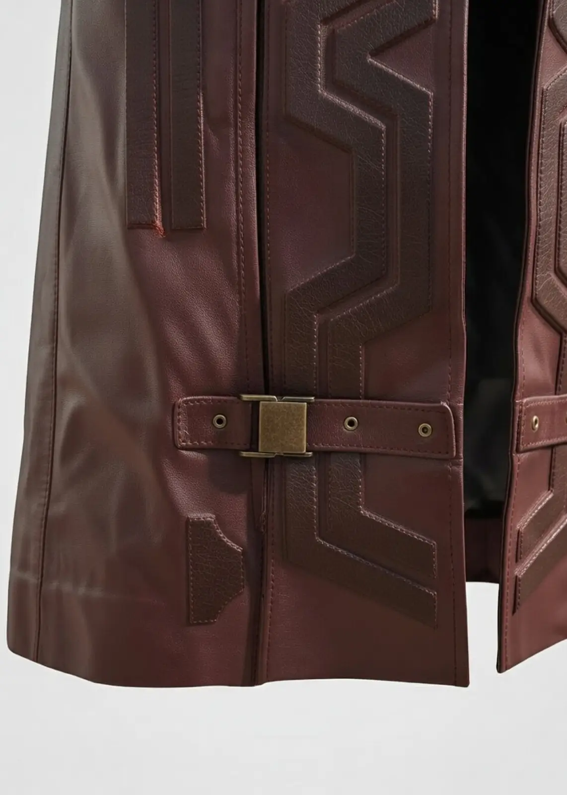Star Lord Long Red Leather Trench Coat - Image 4