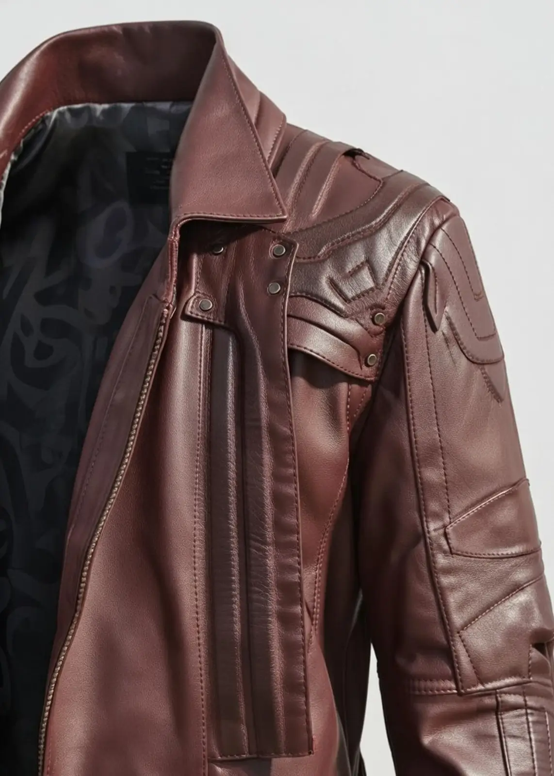 Star Lord Long Red Leather Trench Coat - Image 5