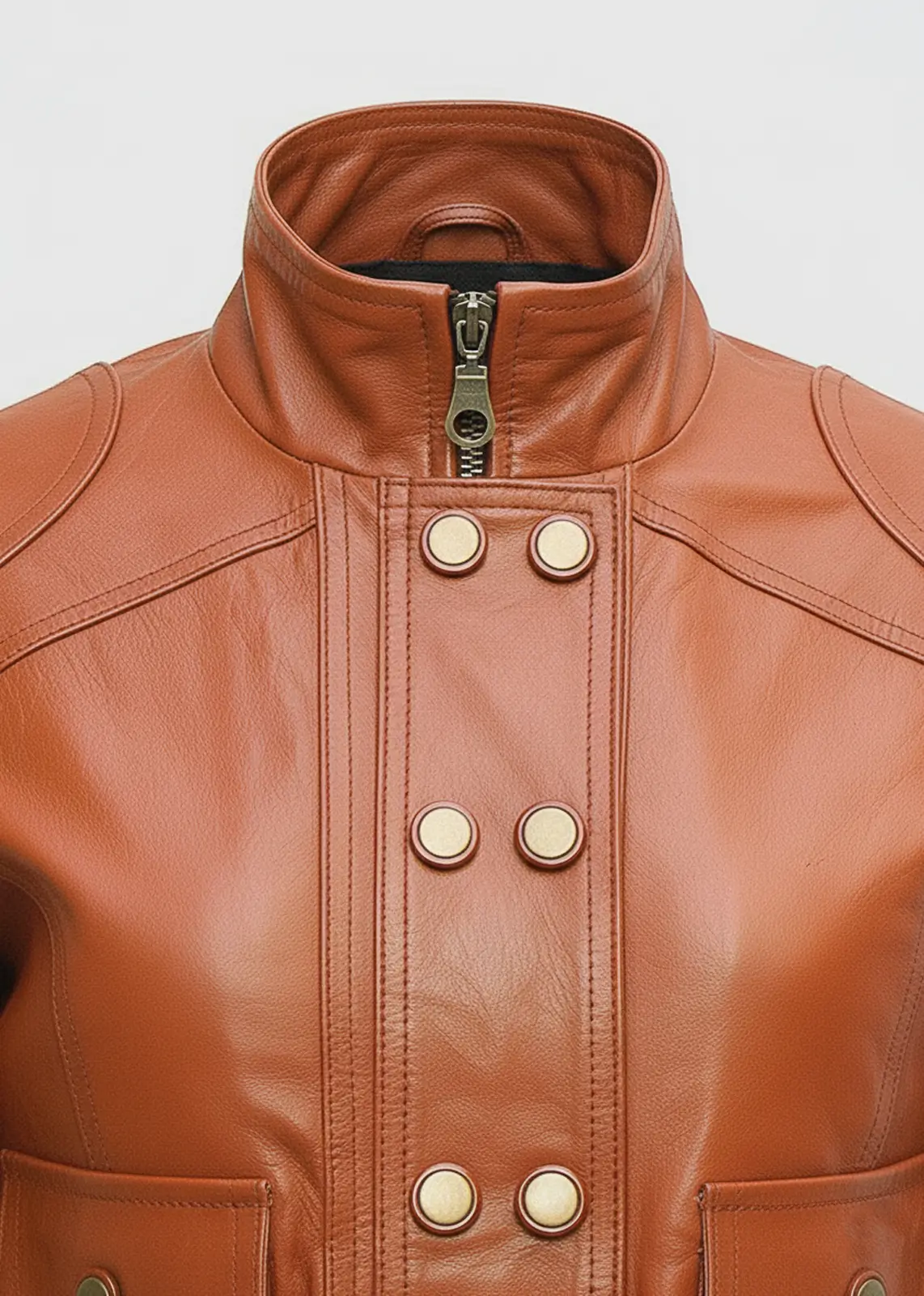 Women's Tan Vintage Leather Jacket - Image 3