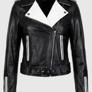 Women’s Black And White Leather Jacket