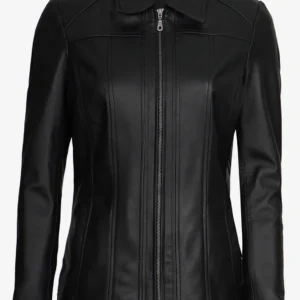 Women’s Black Leather Long Coat